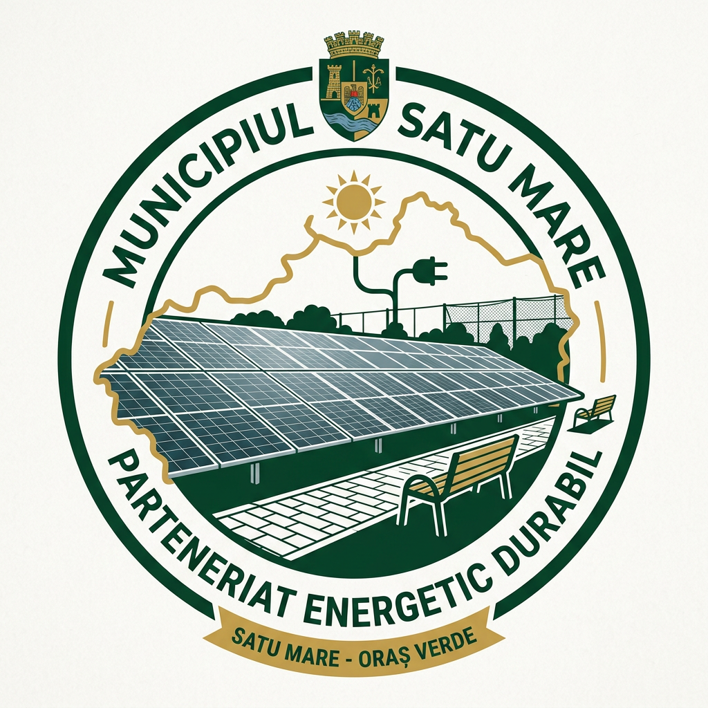 AI Design for Imi trebuie un logo cu Municipiul Satu Mare si imaginea acestor panouri in conturul municipiului
