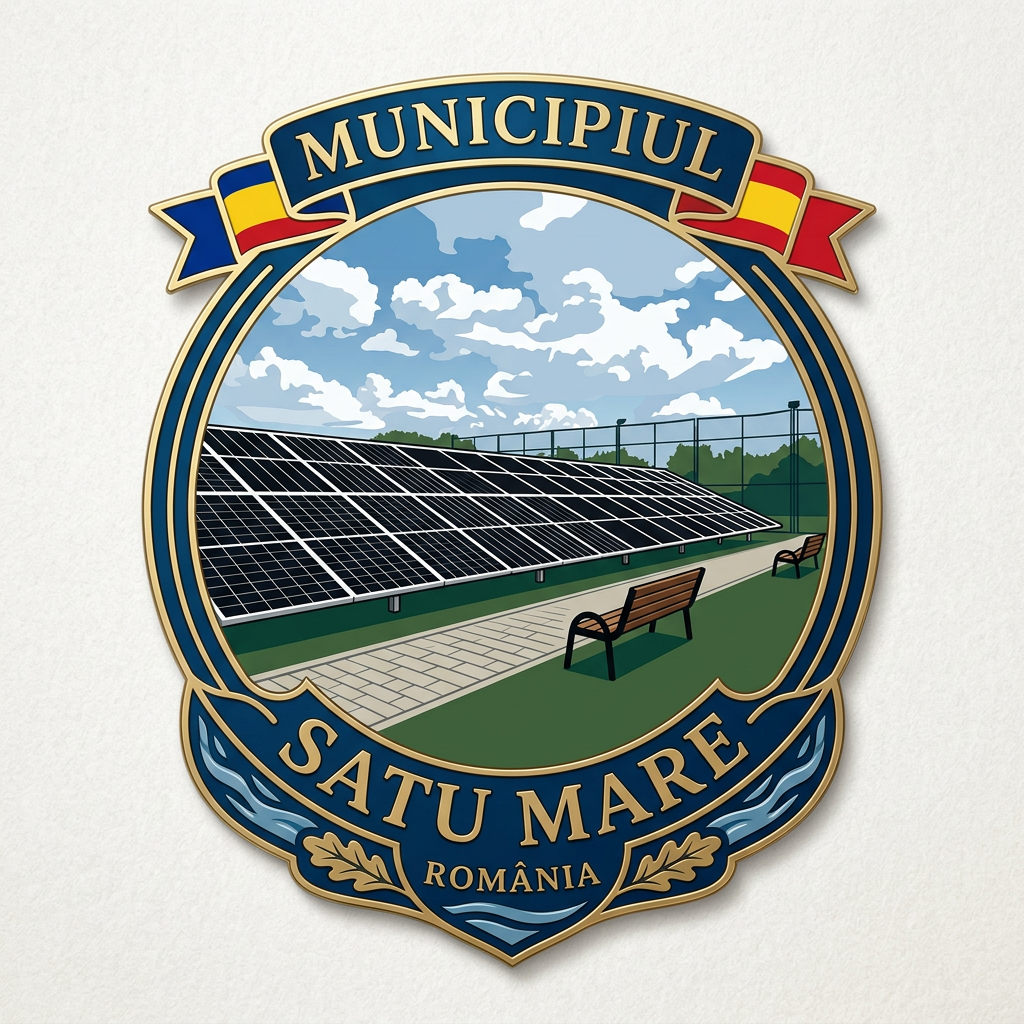 AI Design for Imi trebuie un logo cu Municipiul Satu Mare si imaginea acestor panouri in conturul municipiului