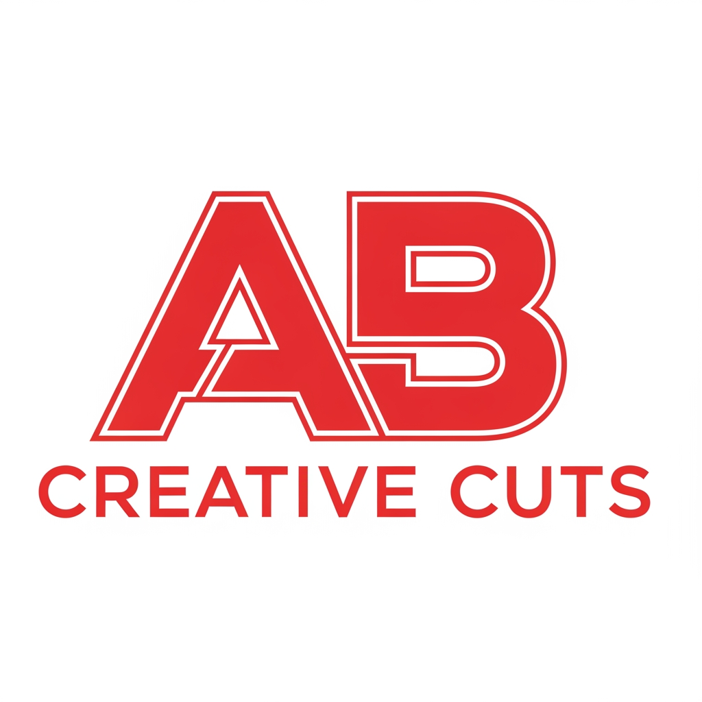 AI Design for AB Creative Cuts generate a logo red and white color no tools image
