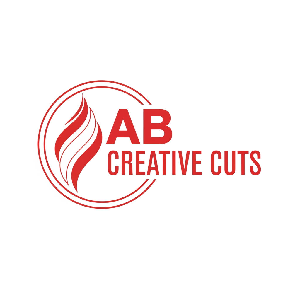 AI Design for AB Creative Cuts generate a logo red and white color no tools image