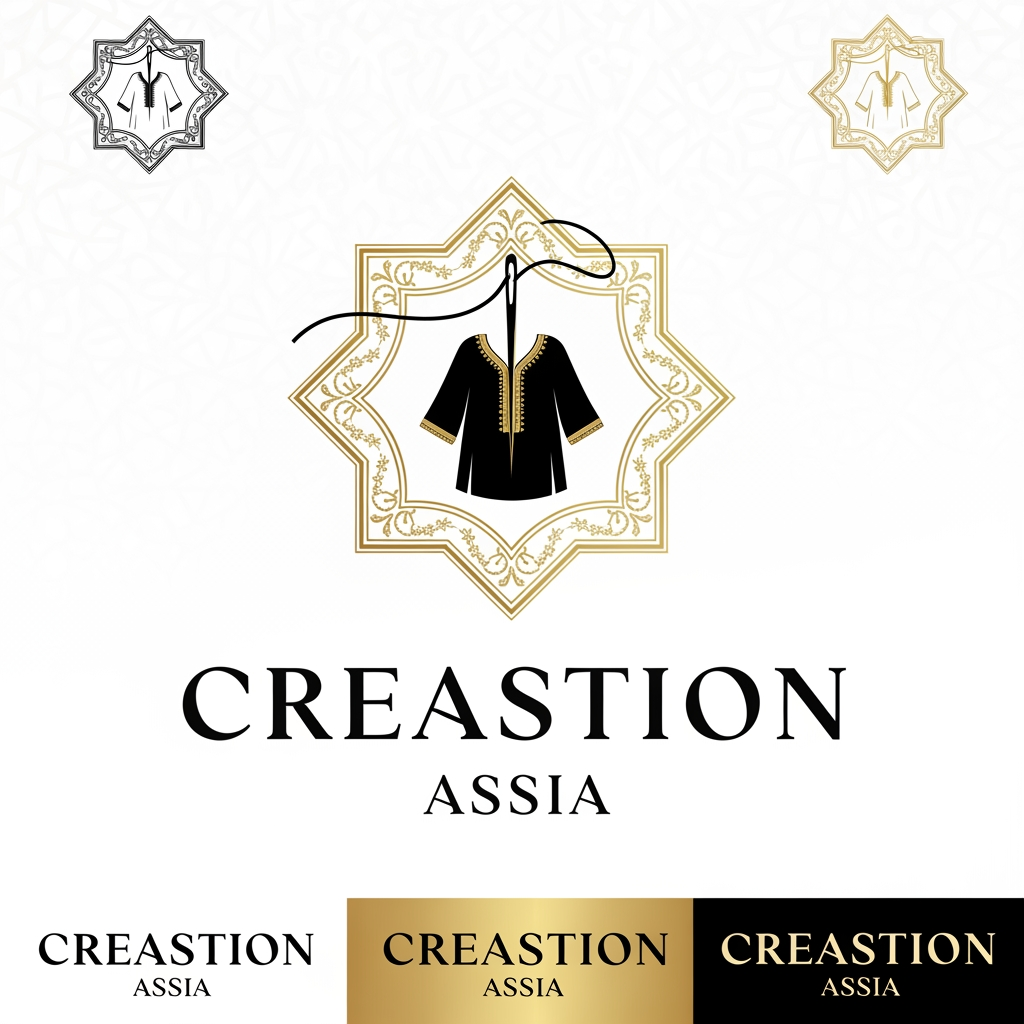 AI Design for Design a premium and elegant logo for a brand named "Creastion Assia".
The business specializes in electronic embroidery for traditional Algerian and Moroccan fashion, including caftans, djellabas, karakou, takchita, bridal dresses, and luxury couture garments.
Create a logo that instantly communicates embroidery, fashion, craftsmanship, and North African heritage.
Include a sophisticated embroidery needle, thread, ornamental stitching patterns, or elegant floral embroidery motifs integrated creatively into the logo.
The design should blend traditional Algerian and Moroccan artistic elements with a modern luxury fashion identity.
Style:
* Luxury fashion brand
* High-end couture atelier
* Elegant and timeless
* Minimal yet recognizable
* Premium embroidery workshop identity
Typography:
* Stylish luxury serif font
* "Creastion" larger and dominant
* "Assia" refined and elegant underneath or beside it
Colors:
* Gold and black
* Gold and ivory
* Rose gold and black
* Rich burgundy accents optional
Visual elements:
* Embroidery thread forming a dress silhouette
* Needle and thread integrated into the initials C and A
* Caftan-inspired ornamental patterns
* Luxury fashion emblem
* Symmetrical composition
Requirements:
* Vector logo
* Transparent background
* Clean lines
* Professional branding quality
* Suitable for shop sign, Instagram profile, business cards, embroidery labels, packaging, and luxury clothing tags
Ultra professional logo design, luxury couture branding, premium fashion house identity, award-winning graphic design, highly detailed, sharp, modern, elegant, memorable.