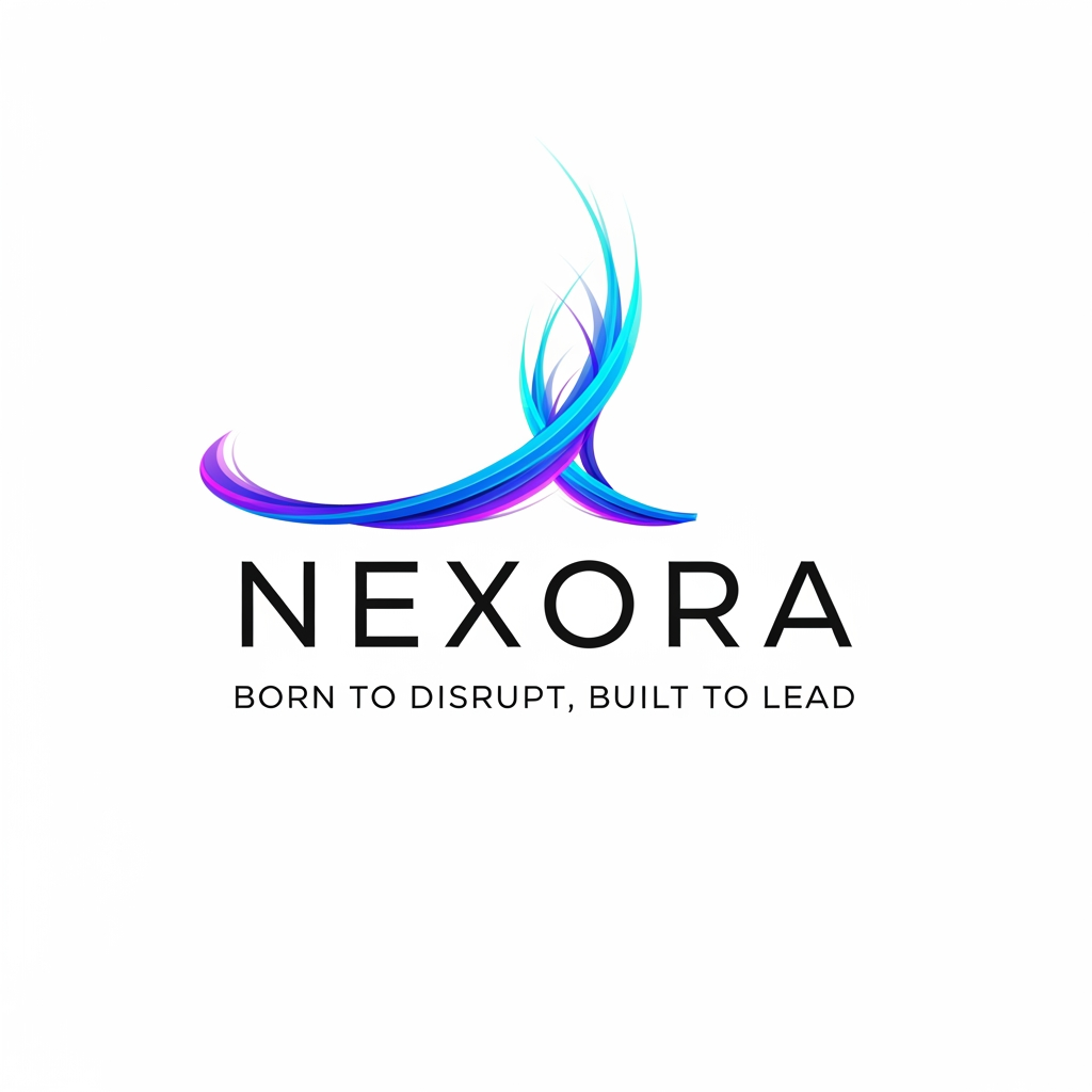 AI Design for i want to create a logo for my groupb"NEXORA" that tells NEXT AURA..
the tagline: BORN TO DISRUPT,BUILT TO LEAD