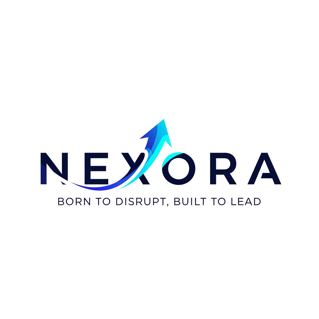 AI Design for i want to create a logo for my groupb"NEXORA" that tells NEXT AURA..
the tagline: BORN TO DISRUPT,BUILT TO LEAD