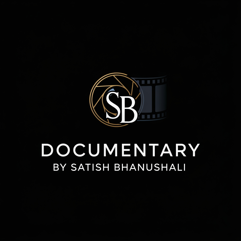 AI Design for make an classic and professional logo for my youtube channel my channel name is Documentary by satish bhanushali use black background and logo should look modern classic and professional