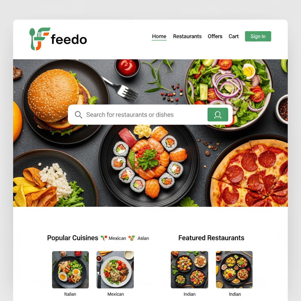 AI Design for Feedo a website for food delivery