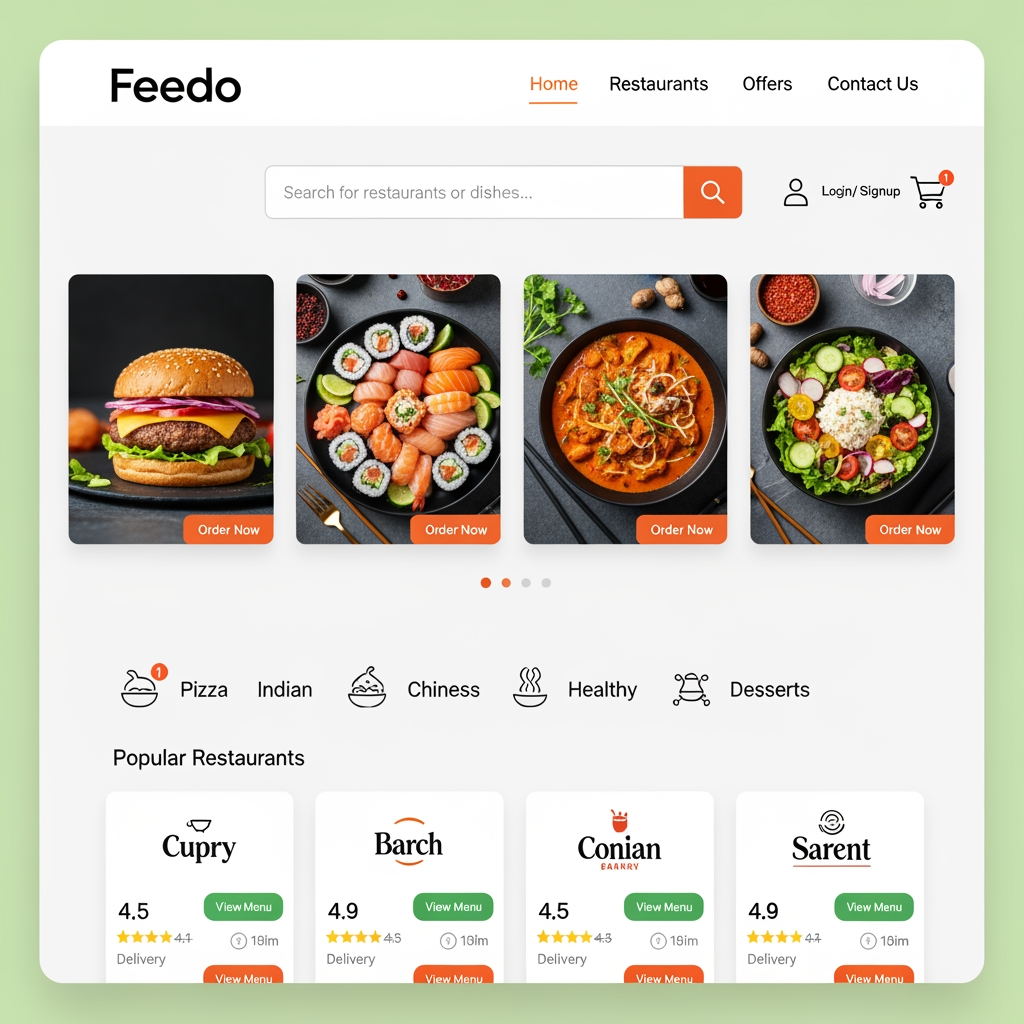 AI Design for Feedo a website for food delivery