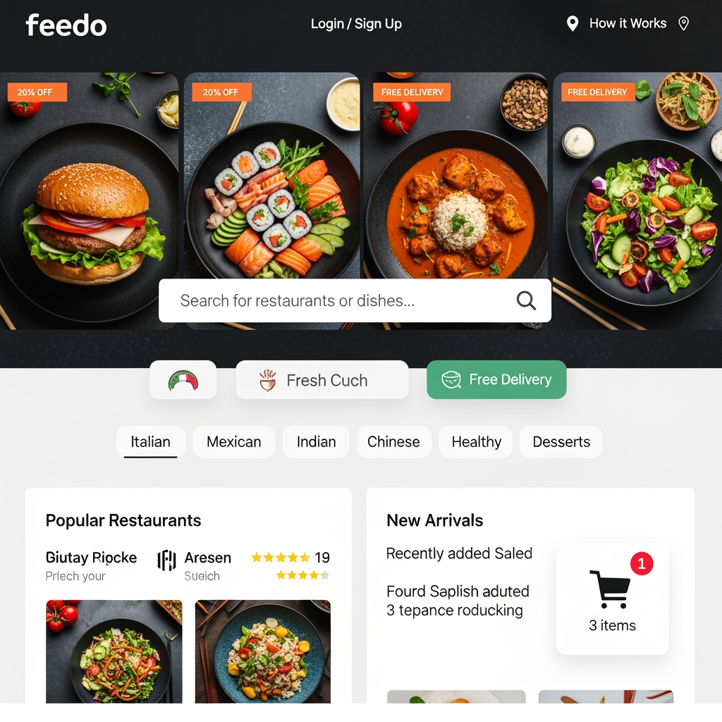 AI Design for Feedo a website for food delivery