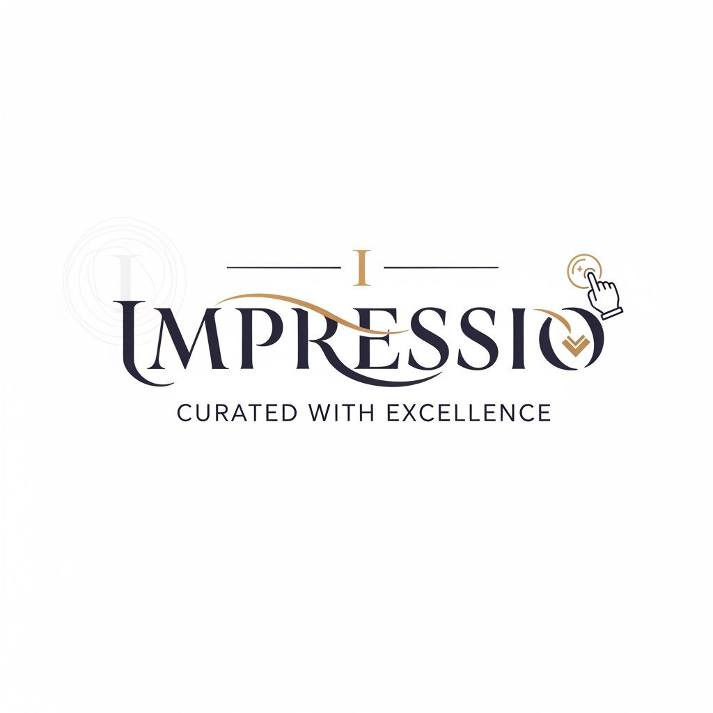 AI Design for IMPRESSIO — Curated with Excellence. logo design in stylish