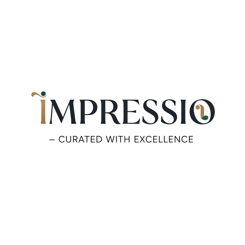 AI Design for IMPRESSIO — Curated with Excellence. logo design in stylish