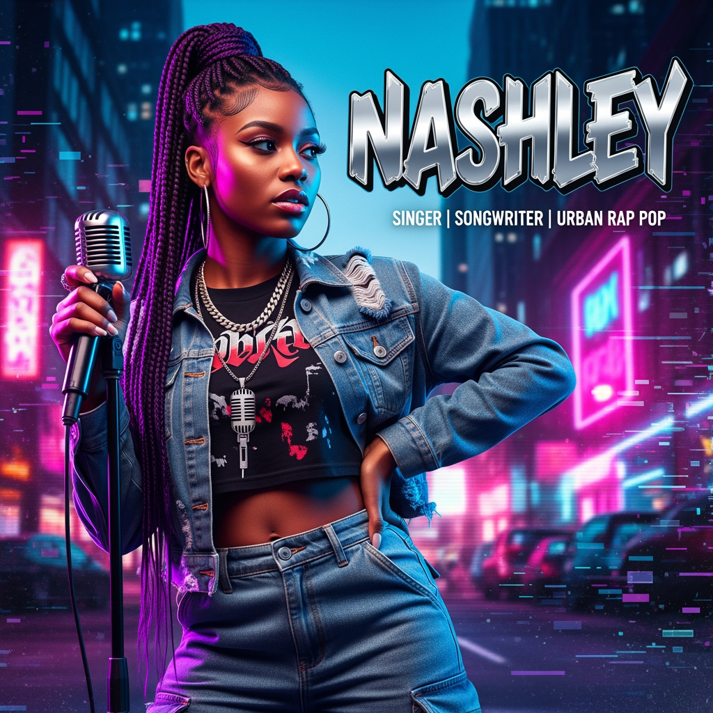 AI Design for something with my name Nashley, i'm a singer and songwriter urban rap pop