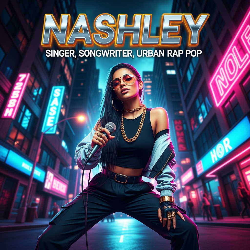 AI Design for something with my name Nashley, i'm a singer and songwriter urban rap pop