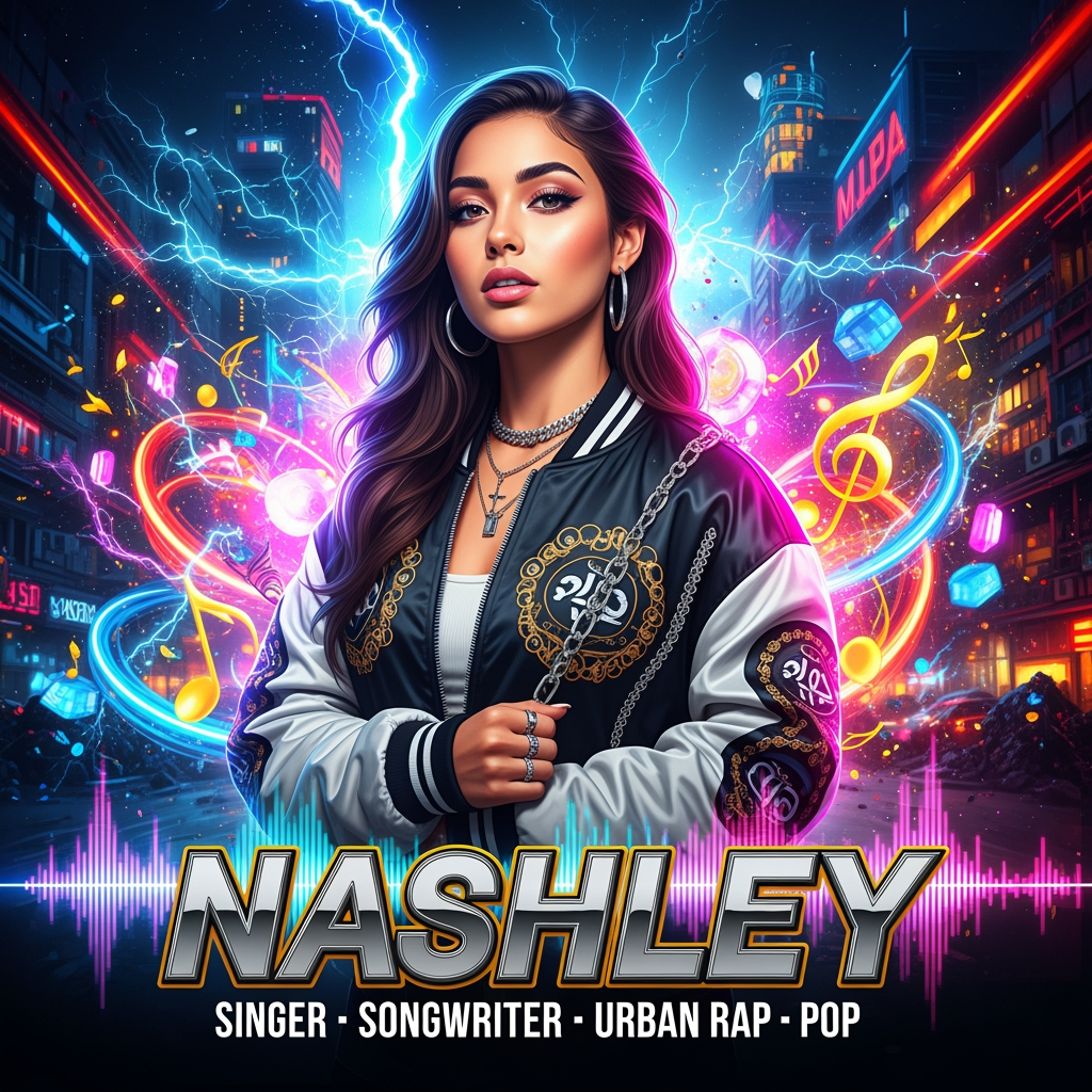 AI Design for something with my name Nashley, i'm a singer and songwriter urban rap pop