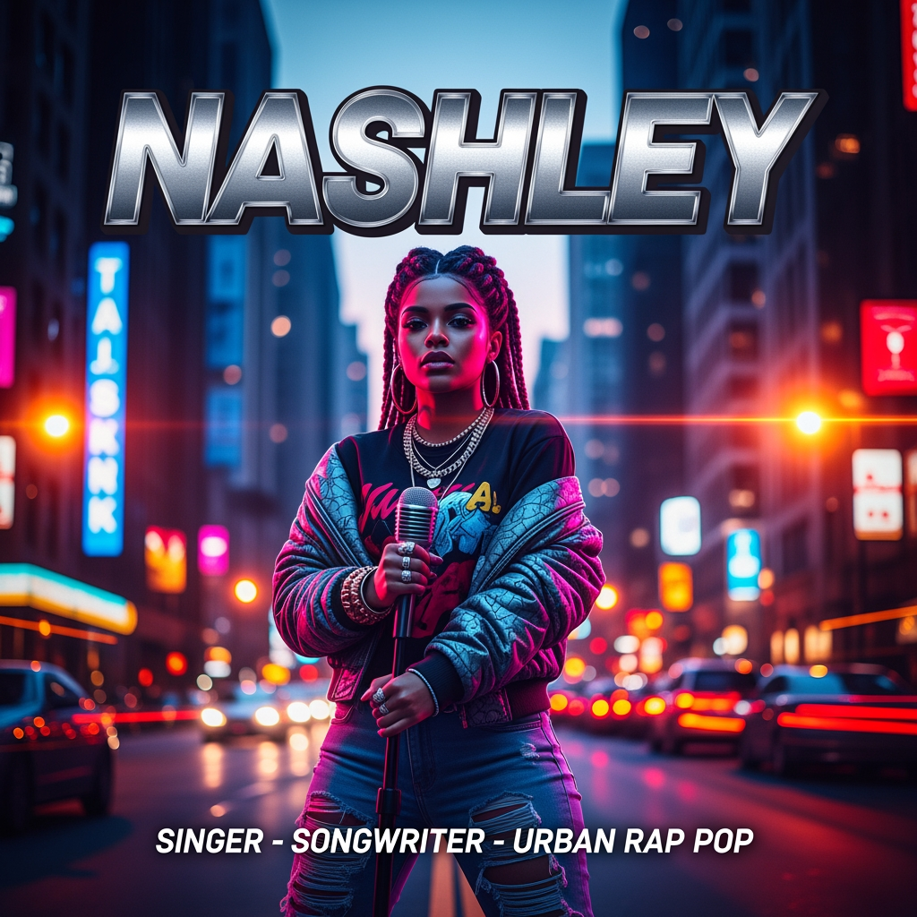 AI Design for something with my name Nashley, i'm a singer and songwriter urban rap pop