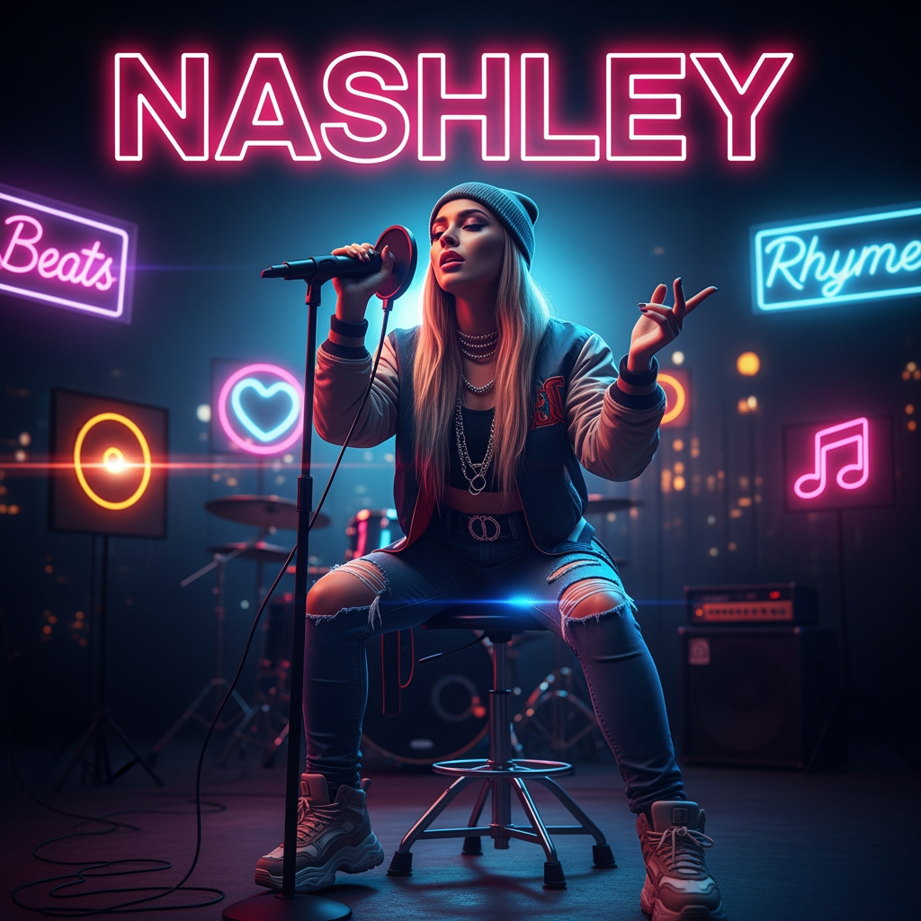 AI Design for something with my name Nashley, i'm a singer and songwriter urban rap pop