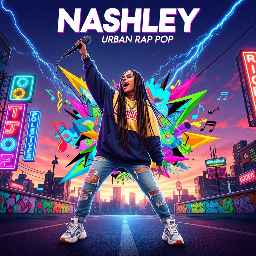 AI Design for something with my name Nashley, i'm a singer and songwriter urban rap pop