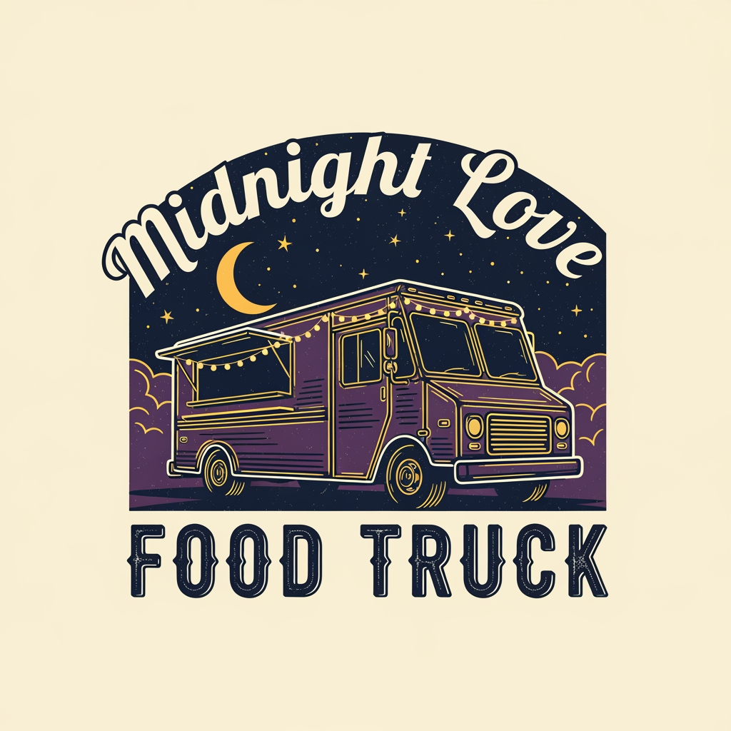 AI Design for midnight love make a logo for this name this is a food truck