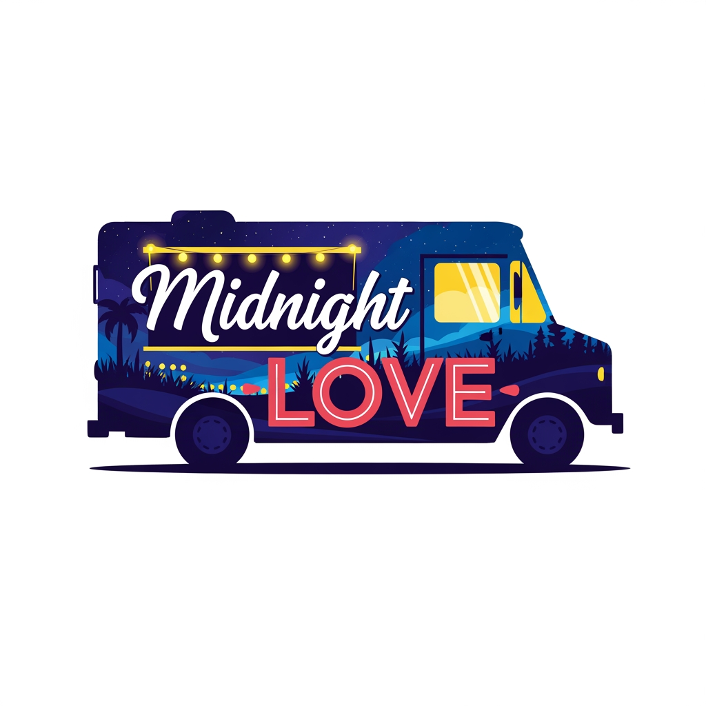 AI Design for midnight love make a logo for this name this is a food truck