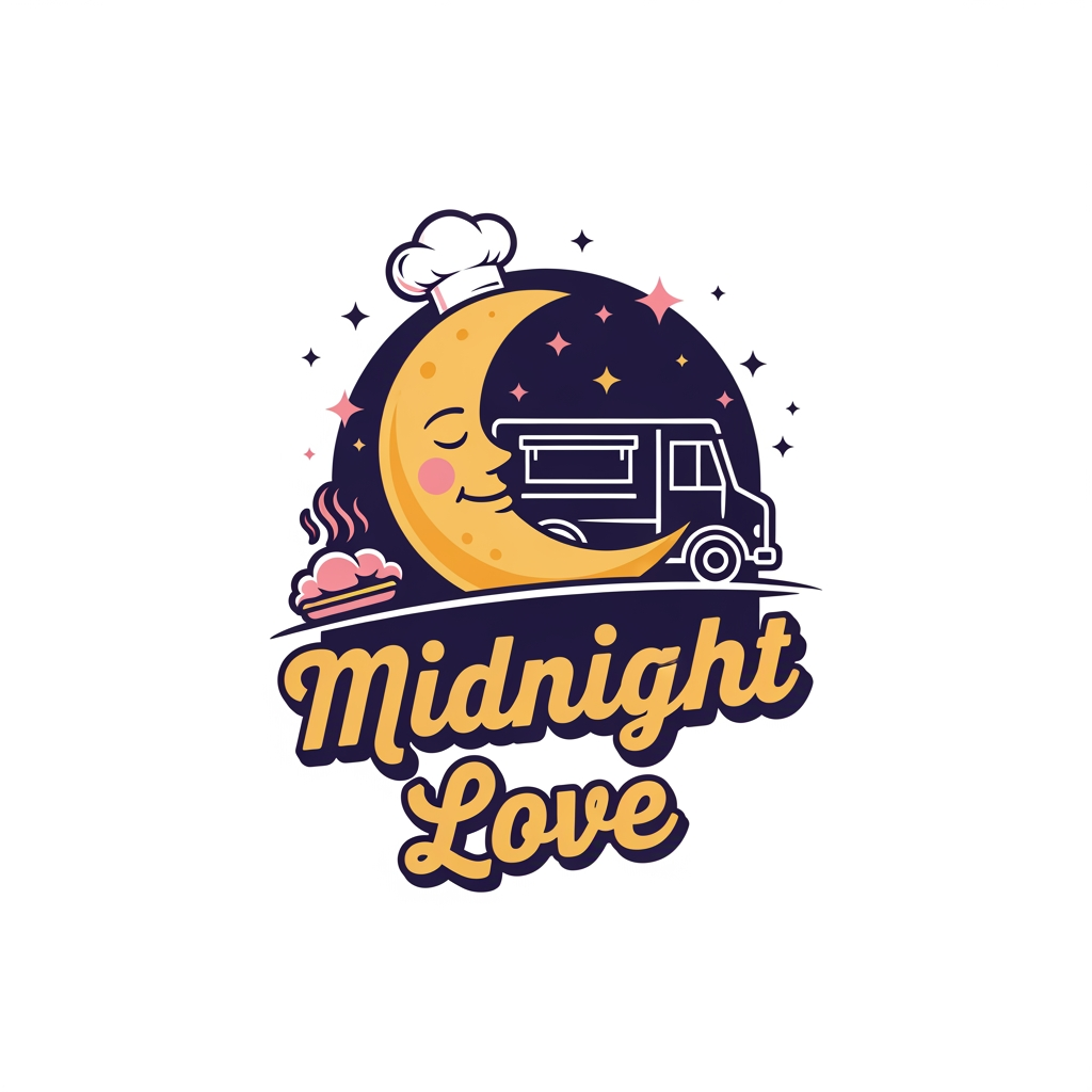AI Design for midnight love make a logo for this name this is a food truck