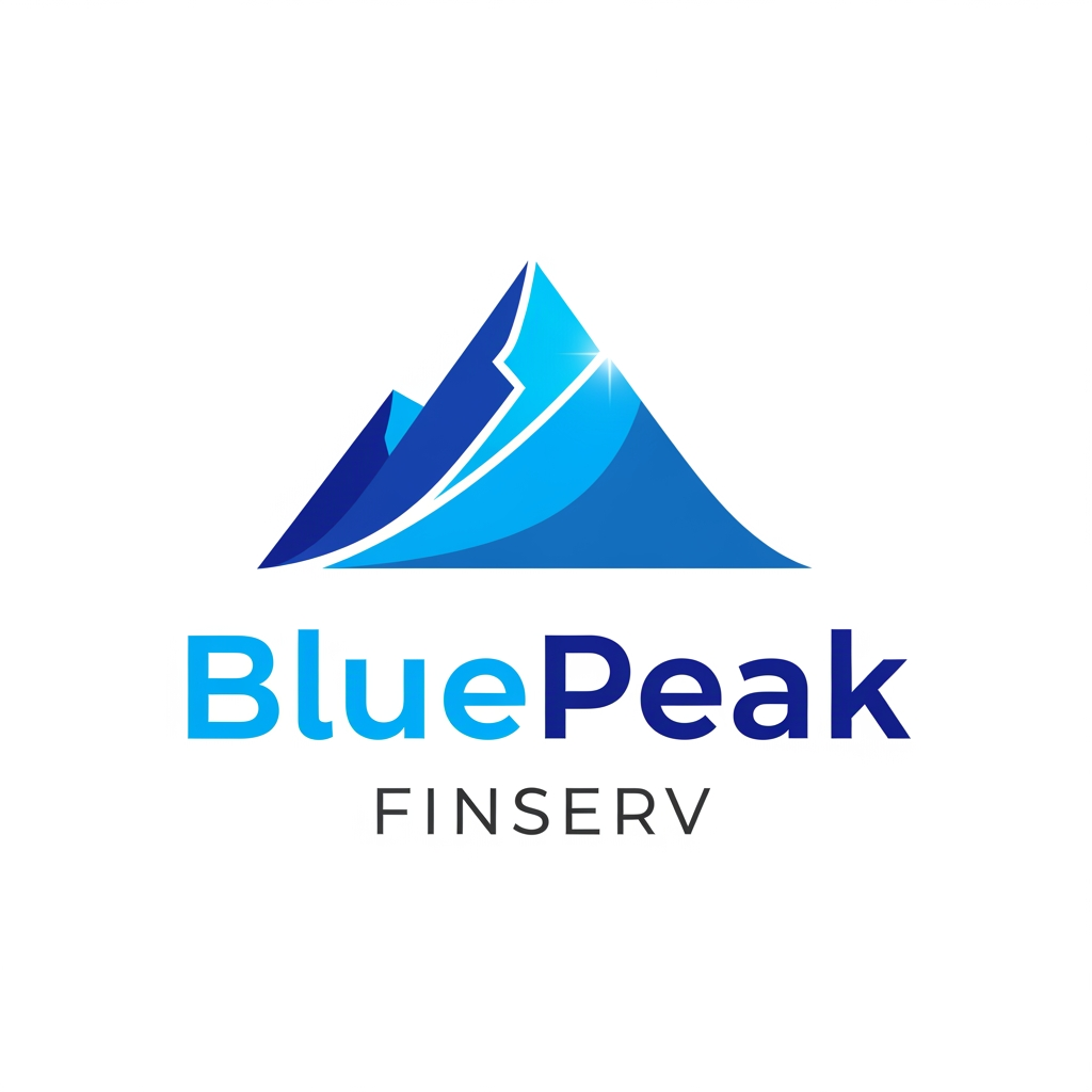 AI Design for Pls make an logo for company name BluePeak Finserv , company is into loans , personal loan , housing loan , business loan