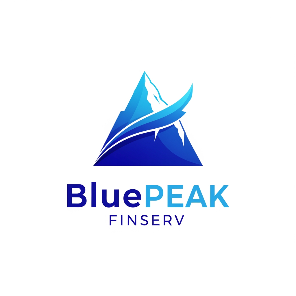 AI Design for Pls make an logo for company name BluePeak Finserv , company is into loans , personal loan , housing loan , business loan