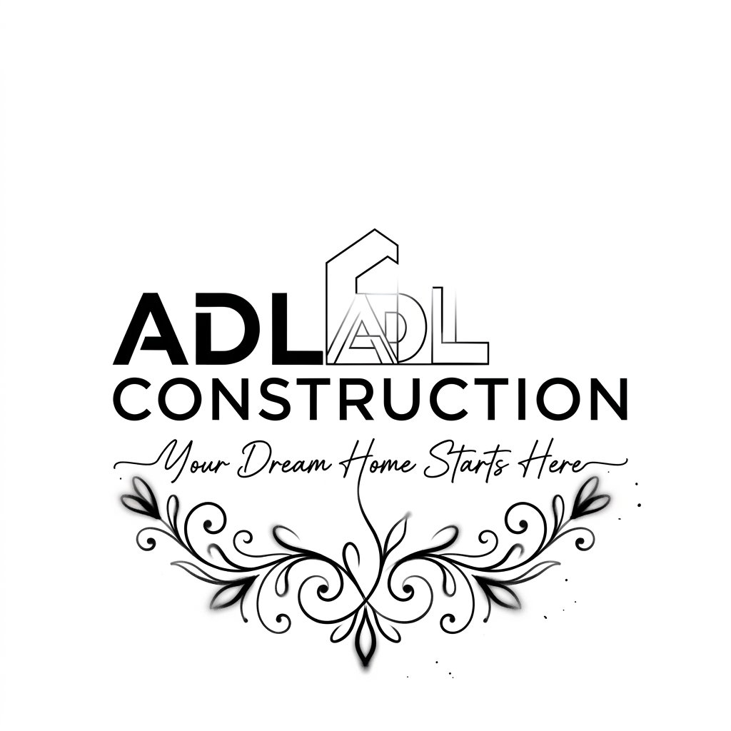 AI Design for create a videos ADL CONSTRUCTION below Your Dream Home Starts Here a Asthetics Animation Entry in black colour