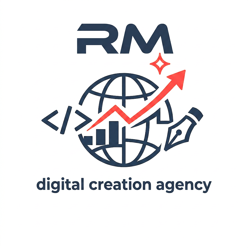 AI Design for this is my logo title primary "RM", secondary "digital creation agency".