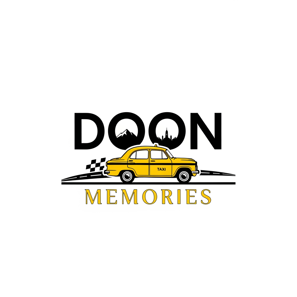 AI Design for UNIQUE AND PROFFESSIONAL LOGO FOR TAXI SERVICES NAME IS DOON MEMORIES COLOR THEME IS YELLOW AND BLACK MUJHE PROFFESSIONAL LOGO BNA K DO SOMETHING ELSE KUCH OR BETTER AND UNIQUE