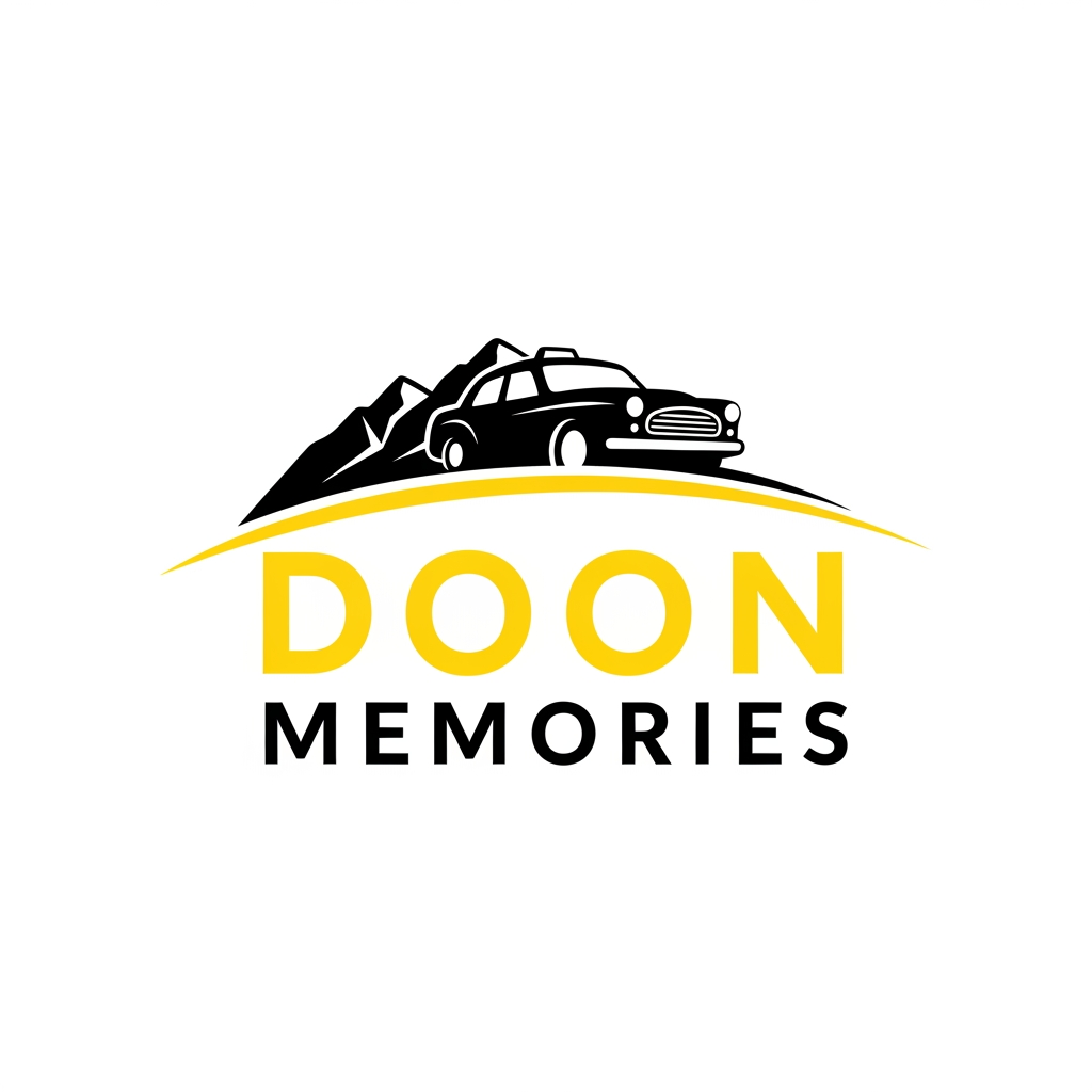 AI Design for UNIQUE AND PROFFESSIONAL LOGO FOR TAXI SERVICES NAME IS DOON MEMORIES COLOR THEME IS YELLOW AND BLACK MUJHE PROFFESSIONAL LOGO BNA K DO