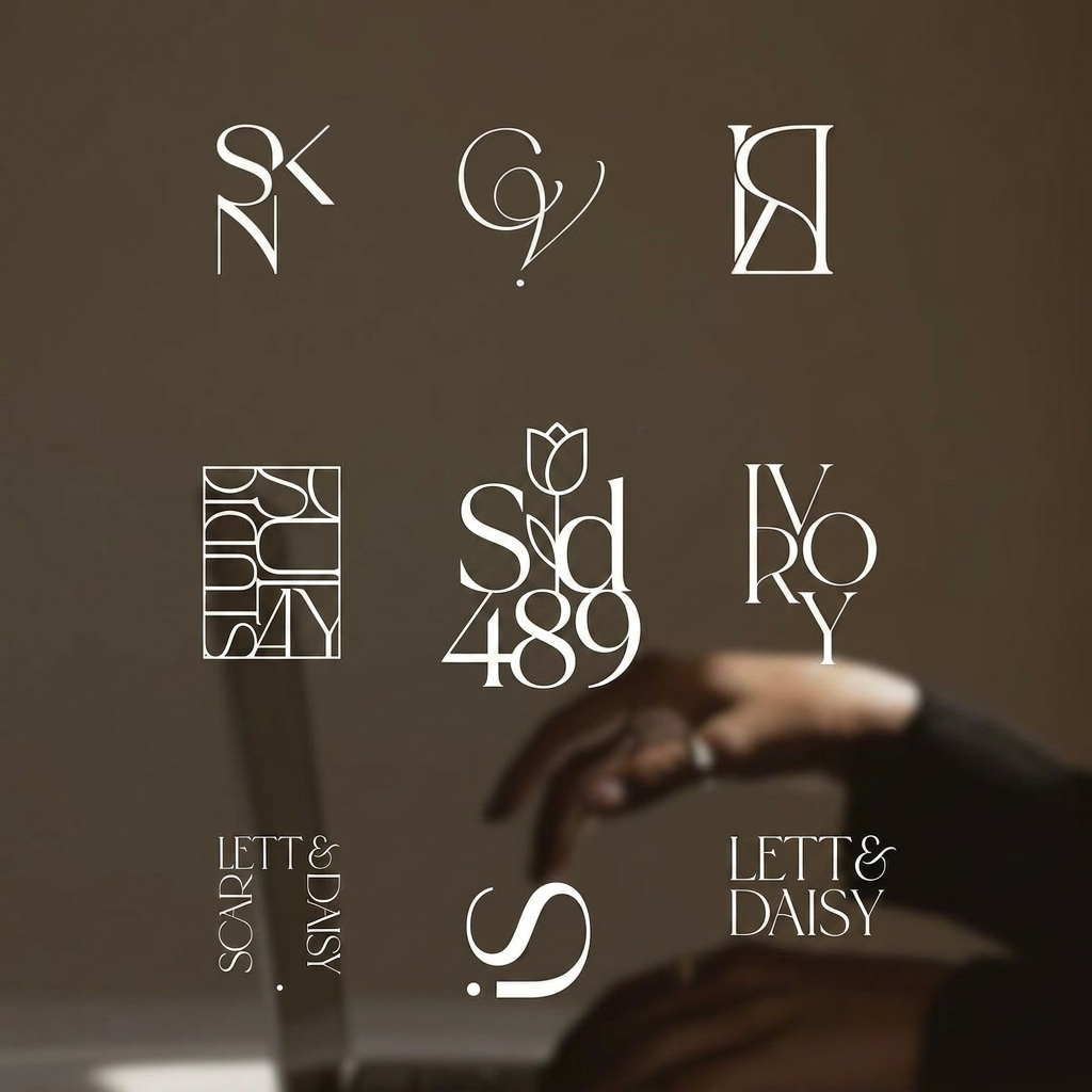 AI Design for a flower studio name " stidio 489". i want a brand mark for this brand. i have attached a reference image so make it like the reference image
