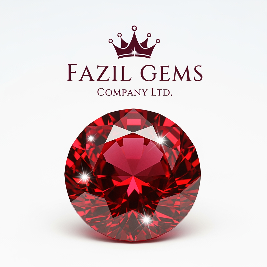 AI Design for Fazil gems Company Ltd create logo Ehance the stone look with white background with user eye catchly look. Professional luxury gemstone product photography. king startlook logos
