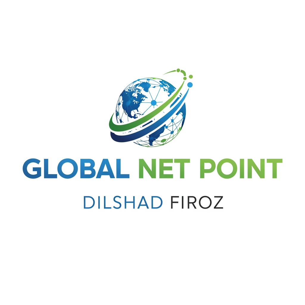 AI Design for GLOBAL NET POINT NAAM SE EK LOGO BANA OR USME OWNER KA BHI NAAM LIKH DO DILSHAD FIROZ