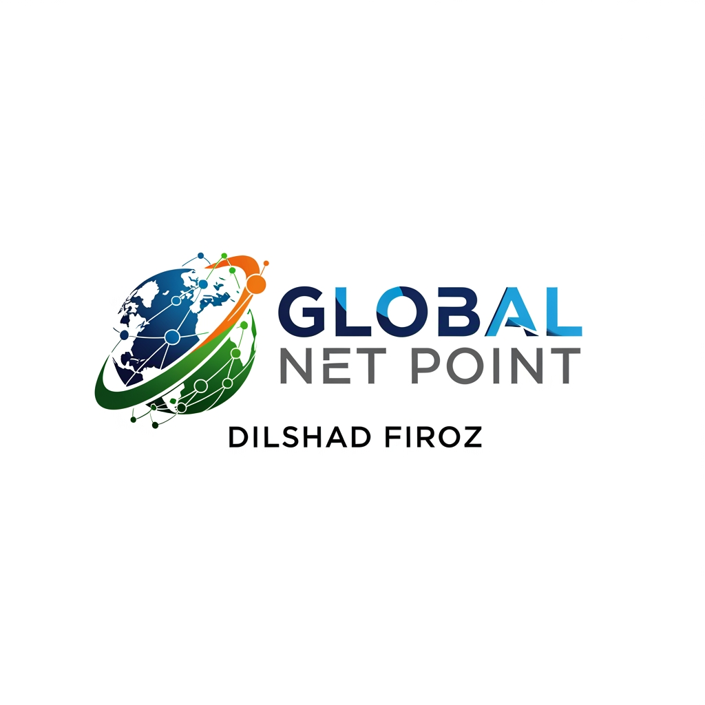 AI Design for GLOBAL NET POINT NAAM SE EK LOGO BANA OR USME OWNER KA BHI NAAM LIKH DO DILSHAD FIROZ