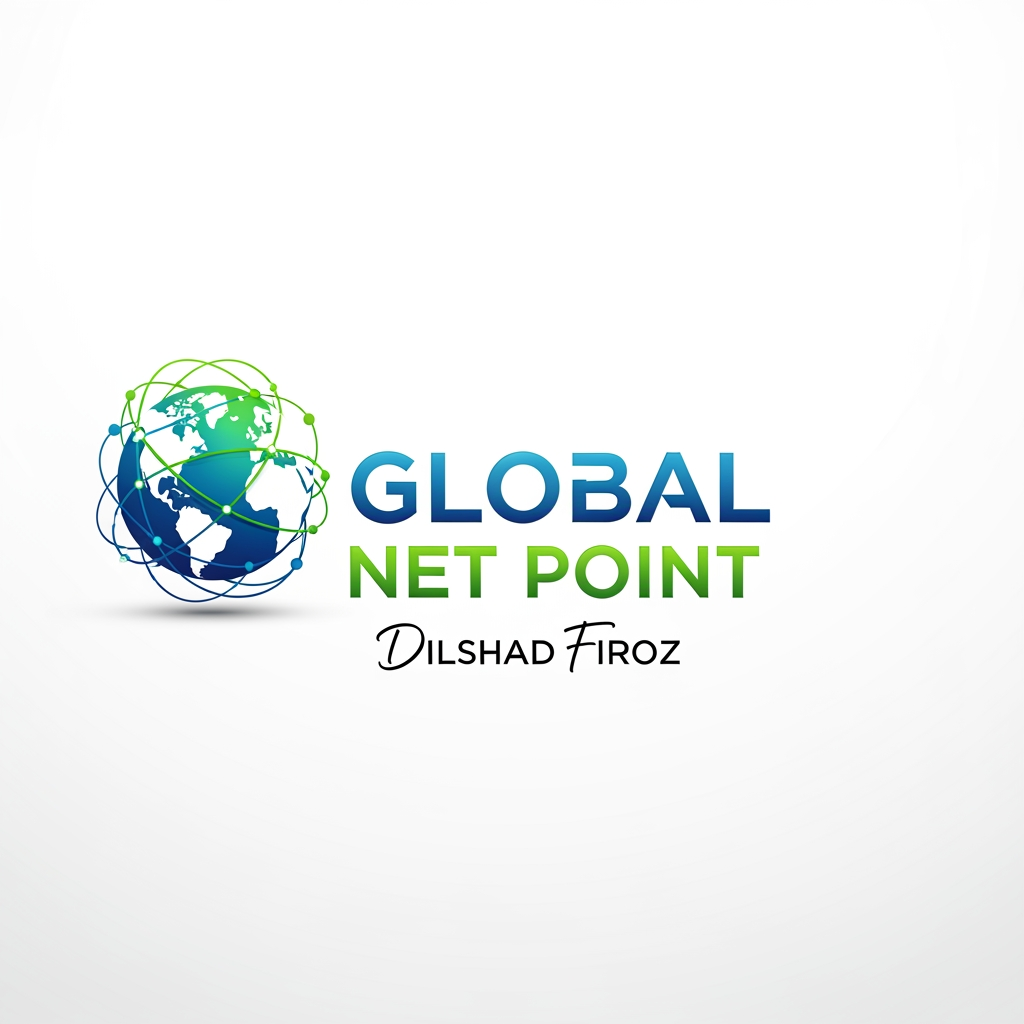 AI Design for GLOBAL NET POINT NAAM SE EK LOGO BANA OR USME OWNER KA BHI NAAM LIKH DO DILSHAD FIROZ