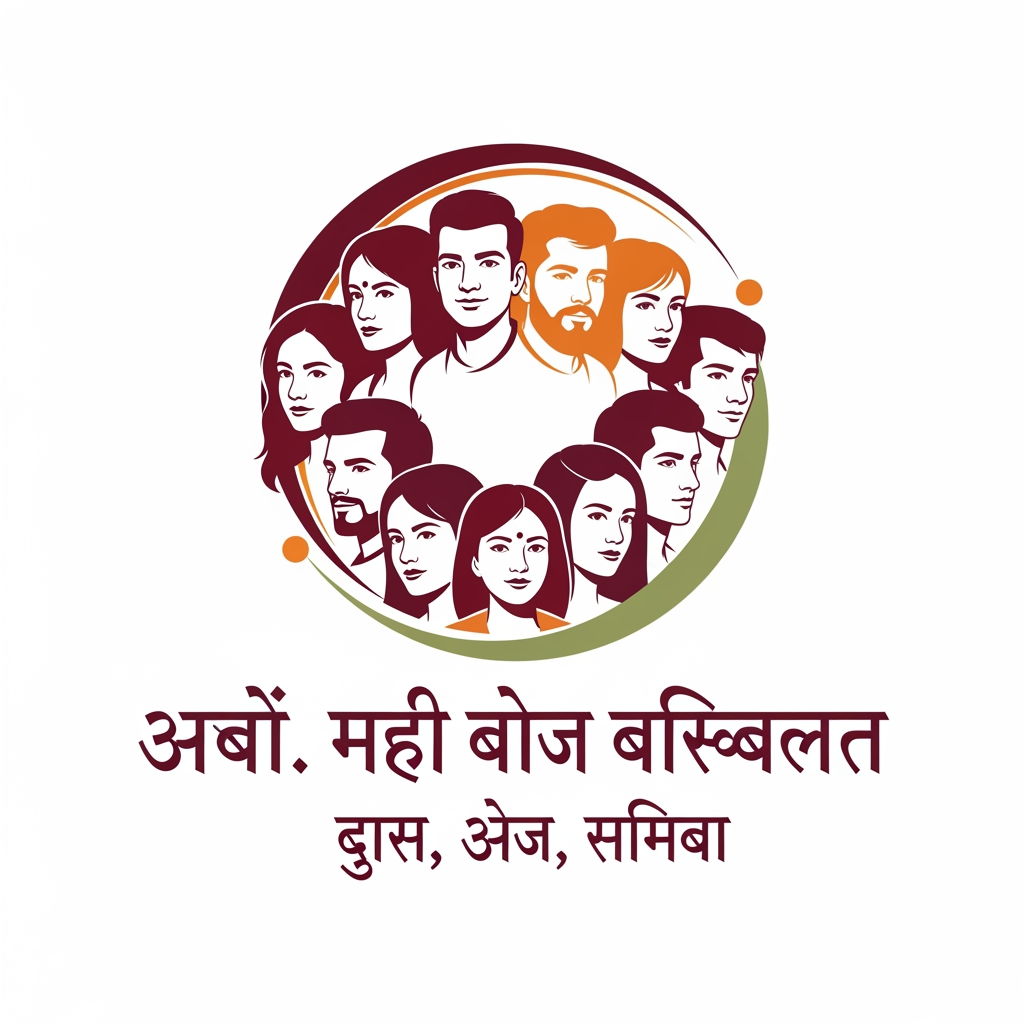 AI Design for कै. मानाजीराव गवळी सेवा प्रतिष्ठान, वानवडी, पुणे create commercial logo fot this in meathi where 9 people 6 male and 3 female face logo in incomplete circle