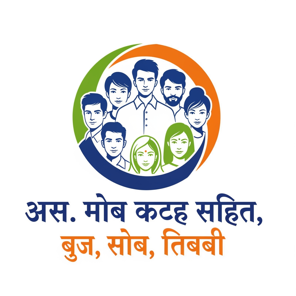 AI Design for कै. मानाजीराव गवळी सेवा प्रतिष्ठान, वानवडी, पुणे create commercial logo fot this in meathi where 9 people 6 male and 3 female face logo in incomplete circle