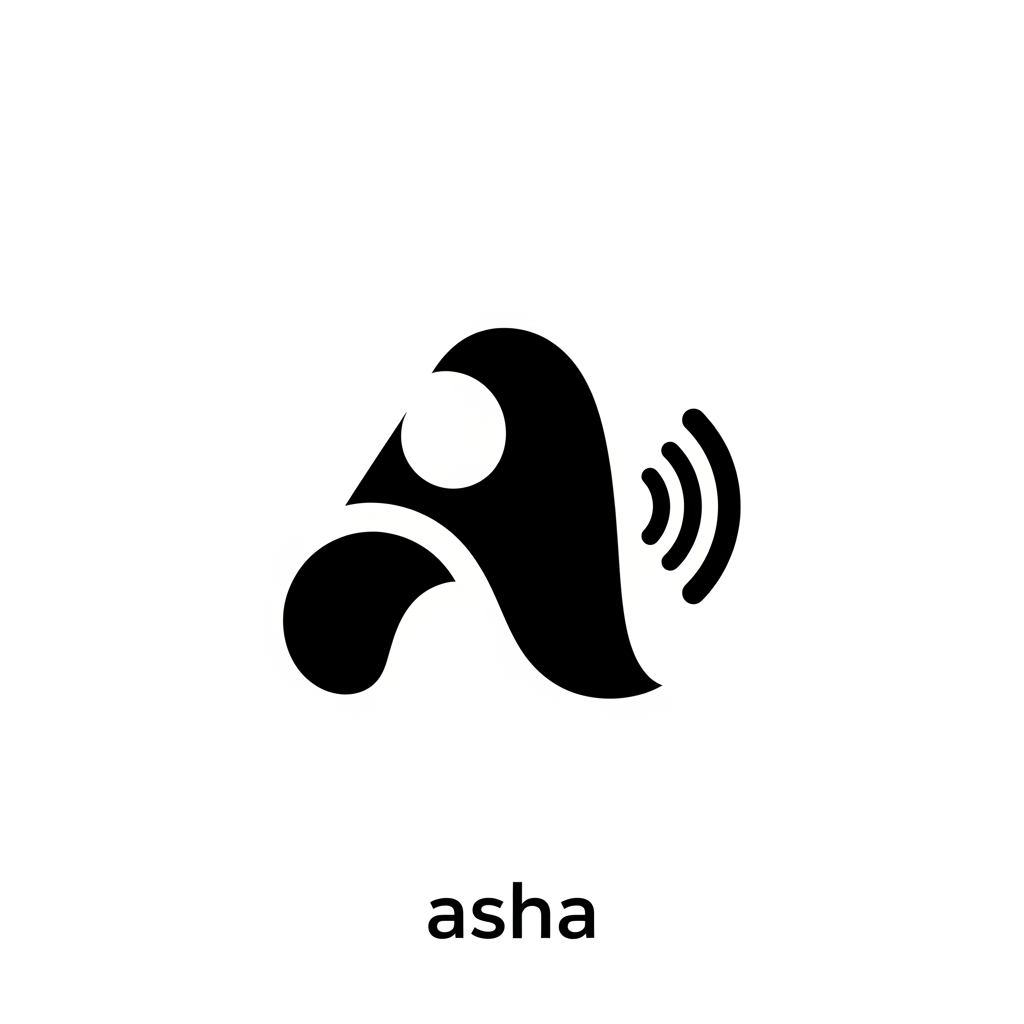 AI Design for Design a world-class logo icon for Asha, an AI voice receptionist platform.
Create a distinctive abstract symbol that merges three ideas into one simple form:
1. The letter A
2. Human conversation
3. Voice signal movement
The mark should appear as a single flowing shape with soft rounded geometry and intelligent use of negative space. It should feel warm, conversational, and human-first while remaining professional enough for enterprise software.
Visual characteristics:
• Minimal vector construction
• One memorable silhouette
• Rounded forms throughout
• Subtle asymmetry
• Strong favicon recognition
• Works at 16px, 32px, and app icon scale
• Timeless rather than trendy
Brand personality:
• Helpful
• Trustworthy
• Calm
• Intelligent
• Responsive
• Premium
Design references:
Linear, Stripe, OpenAI, Anthropic, Notion, Ramp, Arc Browser
Color:
Black on white
Output:
single standalone icon, centered, clean vector logo presentation
Do not generate:
chat bubbles, robots, microphones, headsets, brains, sparkles, stars, circuits, gradients, shadows, mockups, 3D effects, mascots, generic AI symbols.