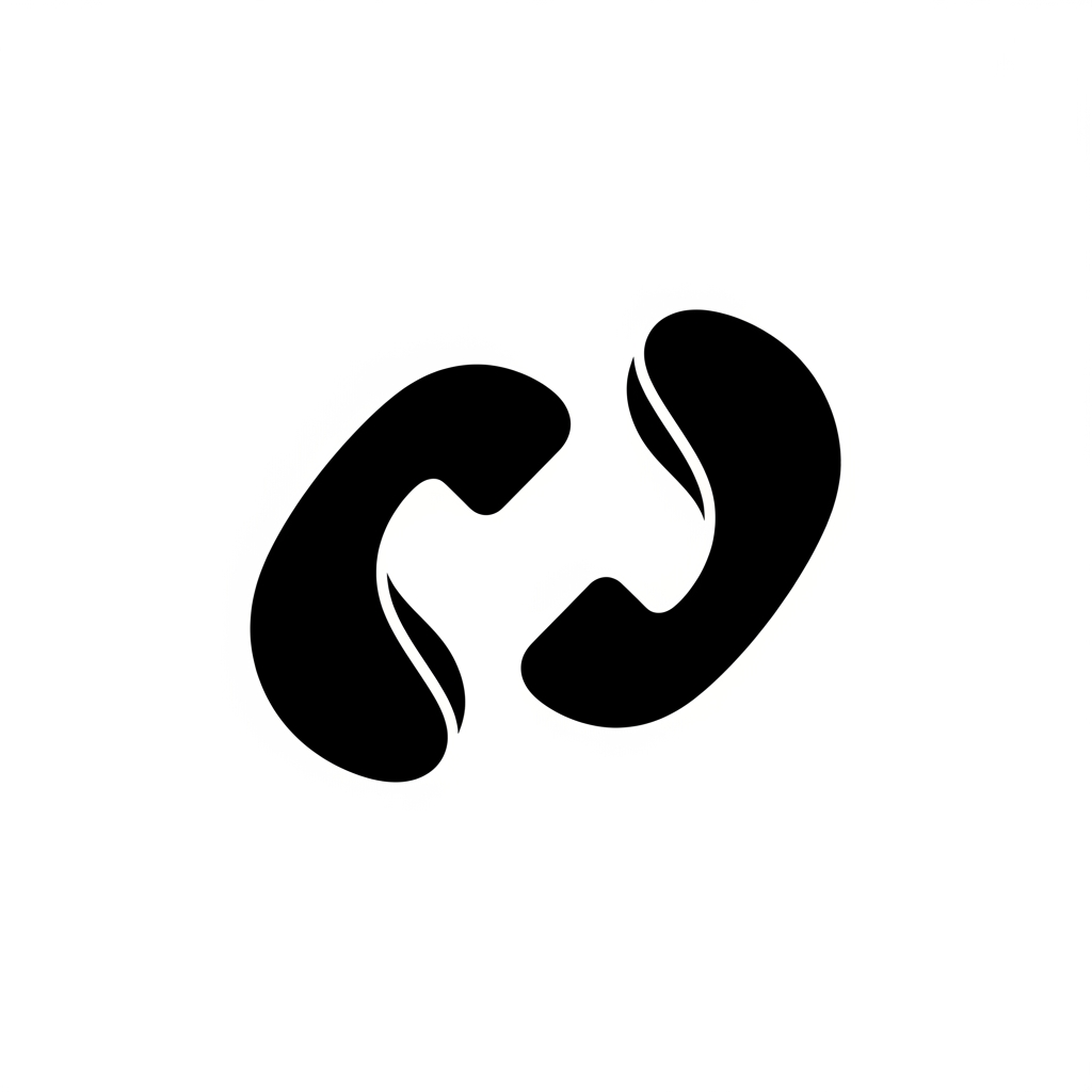 AI Design for Create a sophisticated logo symbol for Asha, an AI voice receptionist.
Design two soft organic forms that flow into one another, representing an ongoing conversation between a business and a customer. The shapes should subtly suggest dialogue exchange without literally becoming speech bubbles.
Visual structure:
• Two interconnected pill-like forms
• Smooth continuous geometry
• Flowing inward and outward movement
• Elegant negative space between shapes
• Slight resemblance to a phone receiver silhouette when viewed abstractly
• Balanced visual weight
• Instantly recognizable in monochrome
Brand personality:
• Warm
• Helpful
• Responsive
• Human
• Trustworthy
• Professional
Design language:
• Scandinavian minimalism
• Modern SaaS branding
• Clean vector construction
• Strong silhouette
• Optimized for app icon, favicon, and navigation bar use
Color:
• Solid black on white
Avoid:
speech bubbles, chatbot icons, robot imagery, AI clichés, brains, circuits, sparkles, microphones, headsets, mascots
Generate only the standalone symbol.