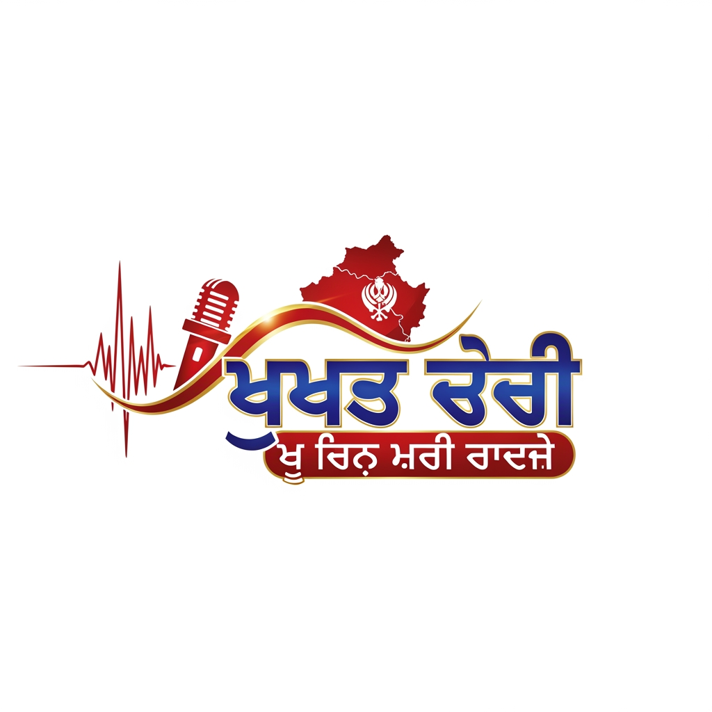 AI Design for Design a modern, premium, and professional news-media logo for "ਪੰਜਾਬੀ ਸਰਗਰਮੀਆਂ" with the tagline "ਹੱਕ ਸੱਚ ਦੀ ਆਵਾਜ਼". Create a bold and trustworthy identity representing truth, journalism, public awareness, and Punjabi culture. Use a sleek microphone, sound wave, or news emblem integrated with elegant Punjabi typography. Color palette: deep red, royal blue, white, and gold accents for credibility and authority. Minimalist yet powerful design, clean vector style, sharp lines, balanced composition, modern broadcast-news branding, high-end media network appearance. Include subtle Punjab-inspired elements without clutter. Suitable for YouTube, social media, website, and TV news branding. Ultra-high resolution, transparent background, professional corporate logo, timeless and memorable, premium 3D lighting effects, crisp details, award-winning graphic design quality.