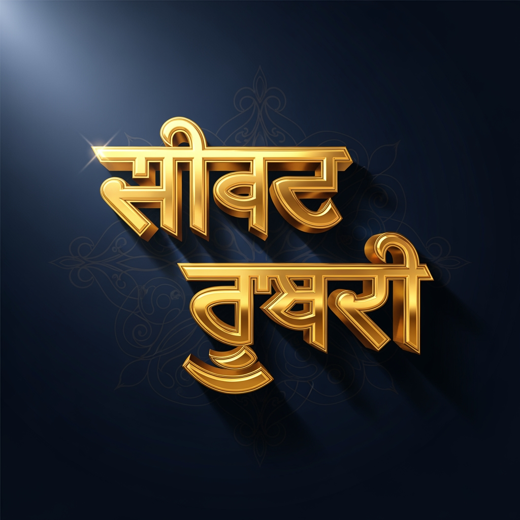 AI Design for "ਪੰਜਾਬੀ ਸਰਗਰਮੀਆਂ" in luxurious 3D gold lettering, embossed effect, metallic shine, royal Punjabi theme, dark navy background, dramatic lighting, premium news channel branding, transparent PNG.