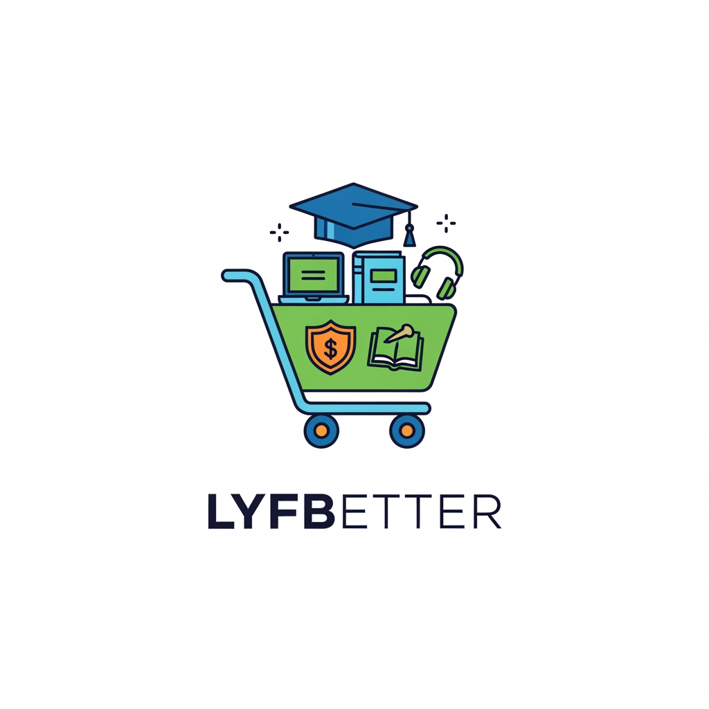AI Design for i want to create a logo for my landing page which is about helping student find theur choices of the products they buy online and help them get their best deals . THE NAME OF MY LANDING PAGE IS LYFBETTER