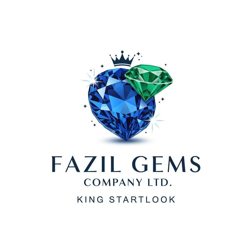 AI Design for Fazil gems Company Ltd create logo Ehance the stone look with white background with user eye catchly look. Professional luxury gemstone product photography. king startlook logos i need professional look with eye ctaching image not carron look gemstone need to look eye ctaching i need gemstone look should be eye carching look