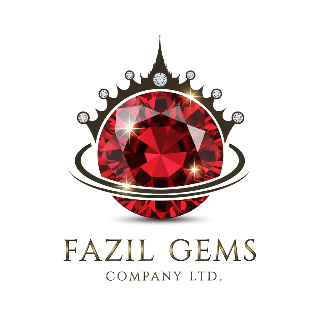 AI Design for Fazil gems Company Ltd create logo Ehance the stone look with white background with user eye catchly look. Professional luxury gemstone product photography. king startlook logos Bangkok is best known for its vibrant street life, iconic Buddhist temples, world-class street food, and bustling markets. in bangkok city famous thigns pls combinate for my logo and generate i need professional look with eye ctaching image not carron look gemstone need to look eye ctaching