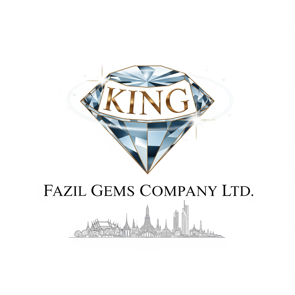 AI Design for Fazil gems Company Ltd create logo Ehance the stone look with white background with user eye catchly look. Professional luxury gemstone product photography. king startlook logos Bangkok is best known for its vibrant street life, iconic Buddhist temples, world-class street food, and bustling markets. It seamlessly blends centuries of rich cultural history with modern mega-malls and a legendary nightlife. in bangkok city famous thigns pls combinate for my logo and generate i need professional look with eye ctaching image not carron look gemstone need to look eye ctaching