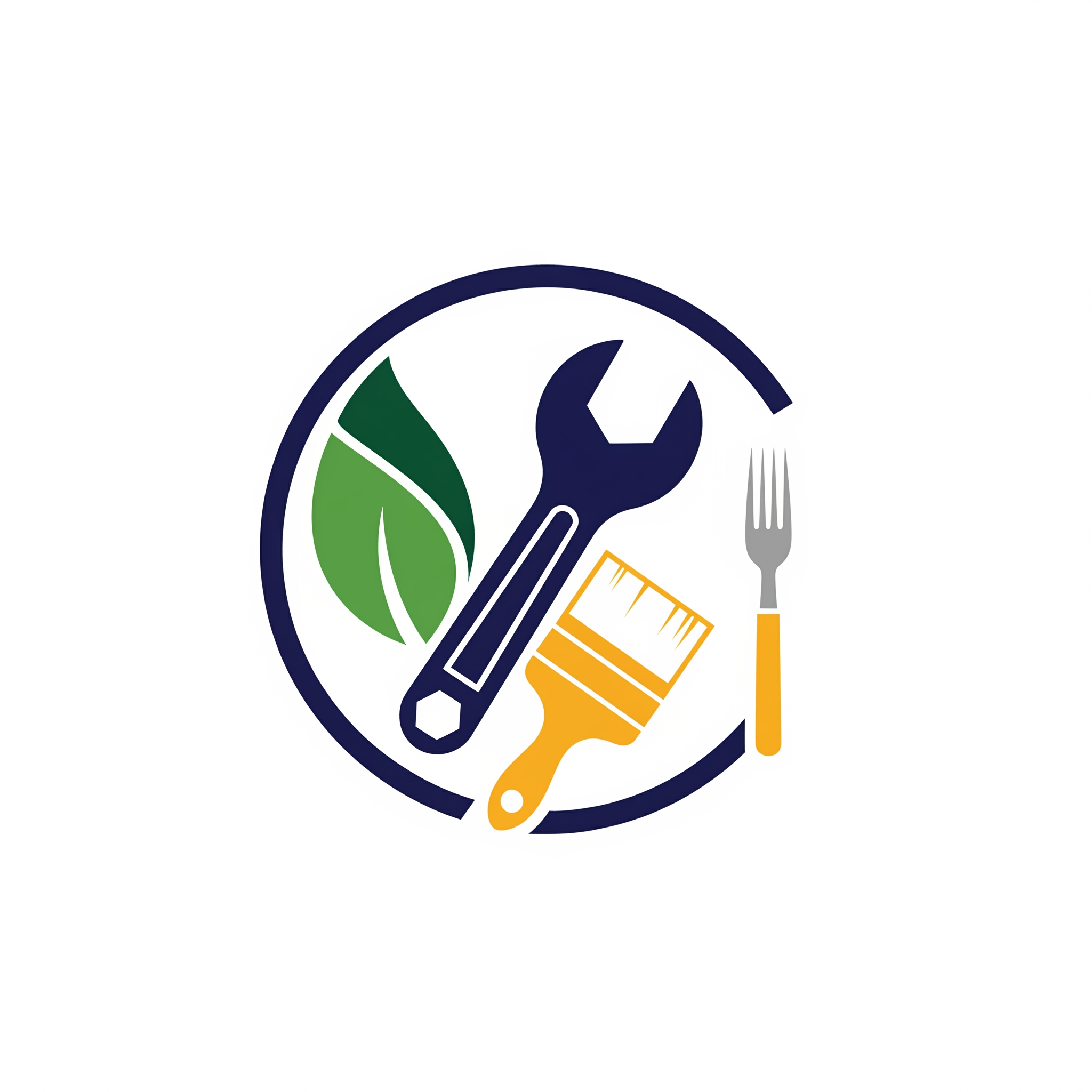 AI Design for icon for disegna il simbolo per un marchio iscritto in un cerchio di una societa' ha per oggetto: - attivita' di pulizia, disinfezione, disinfestazione, derattizzazione e sanificazione industriale, civile, di edifici pubblici e privati; gestione del verde privato e pubblico; facchinaggio, logistica e trasporti; tinteggiatura; installazione di impianti idraulici, di riscaldamento e di condizionamento, installazione di impianti elettrici in edifici residenziali e non residenziali; - la compravendita e la permuta di immobili di qualsiasi genere, civili, industriali, commerciali ed artigianali, sia per conto proprio e per conto di terzi; la ristrutturazione ed il frazionamento degli stessi; - la compravendita di terreni, l'urbanizzazione e lottizzazione degli stessi, nonche' l'esecuzione di opere tendenti a renderli edificabili e ogni altra attivita' affine inerente; - la costruzione di immobili in conto proprio e/o per conto terzi, con esecuzione diretta e/o mediante conferimento di appalti a terzi; - la gestione e l'amministrazione di fabbricati, nel complesso e/o delle singole unita' immobiliari, la locazione ed ogni altra attivita' inerente comprese locazioni extra-alberghiere, locazioni brevi e turistiche, attivita' di affittacamere e b&b; - amministrazione di condomini, servizi tecnici e amministrativi connessi; - attivita' di bar, tavole calde, ristoranti, trattorie, pizzerie, enoteche, attivita' di somministrazione alimenti e bevande anche da asporto e vendita al dettaglio, all'ingrosso e tramite altre forme speciali di vendita di alimenti freschi, conservati e comunque preparati e confezionati, bibite, bevande anche alcoliche e superalcoliche ed ogni altra attivita' accessoria; - produzione e confezionamento di prodotti artigianali, imbottigliamento e confezionamento di prodotti alimentari; - attivita' di agenzia viaggi e organizzazione eventi; - traduzioni ed interpretariato; - guida ambientale ed escursionistica, nordic walking, fitness, attivita' outdoor; - gestione di beni storico-culturali, comunicazioni e attivita' didattiche; - produzione di abbigliamento e vendita al dettaglio e all'ingrosso; - fiere campionarie, esposizioni, mostre. La societa', per il raggiungimento dell'oggetto sociale, potra' compiere tutte le operazioni commerciali, industriali e immobiliari ed inoltre potra' compiere, in via non prevalente e del tutto accessoria e strumentale e comunque con espressa esclusione di qualsiasi attivita' svolta nei confronti del pubblico, operazioni finanziarie e mobiliari, concedere fidejussioni, avalli, cauzioni e garanzie, anche a favore di terzi, nonche' assumere, solo a scopo di stabile investimento e non di collocamento, sia direttamente che indirettamente, partecipazioni in societa' italiane ed estere aventi oggetto analogo, affine o connesso al proprio.