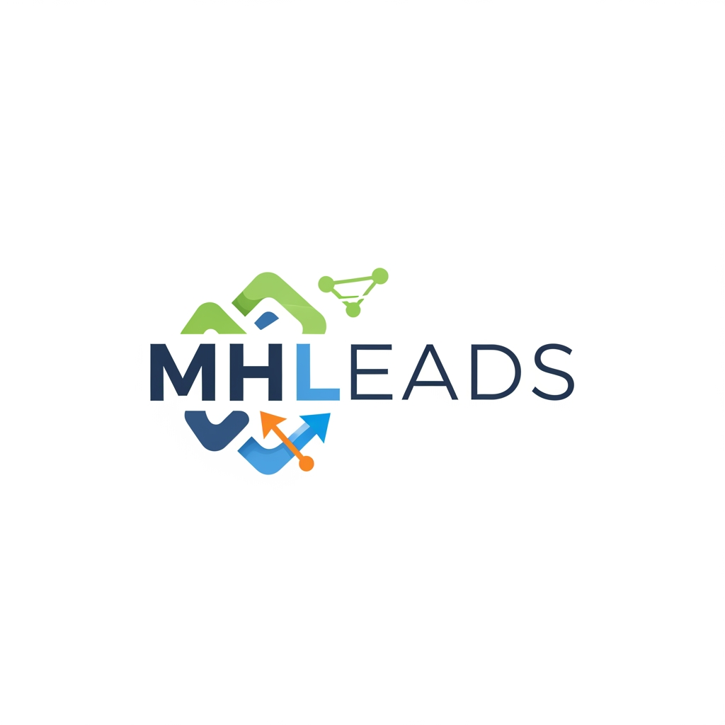 AI Design for create a crm logo which is name as mhleads,