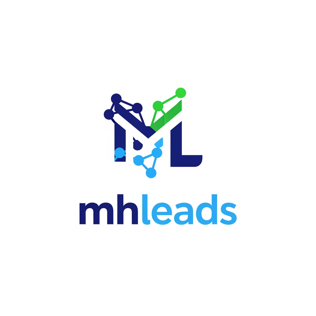 AI Design for create a crm logo which is name as mhleads,