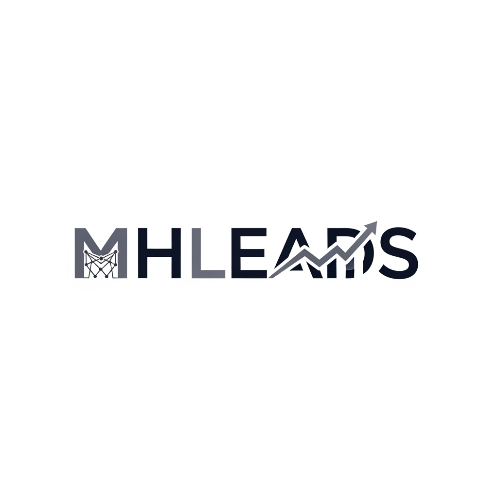 AI Design for create a crm logo which is name as mhleads,