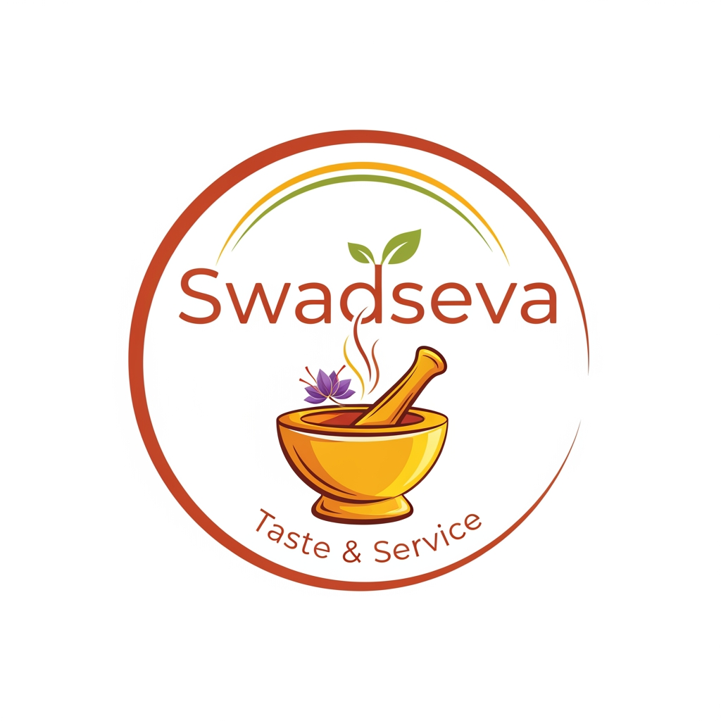 AI Design for create a logo for food website the name of the website is swadseva