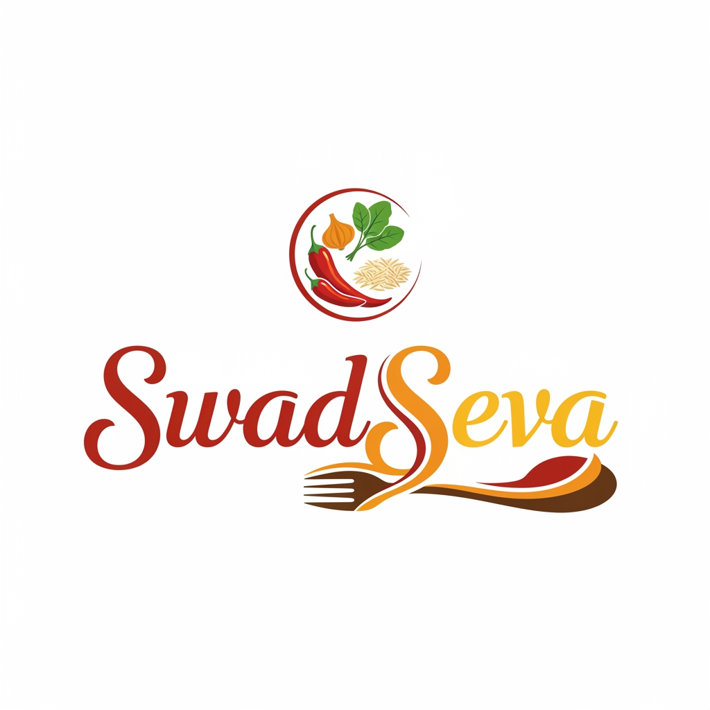 AI Design for create a logo for food website the name of the website is swadseva