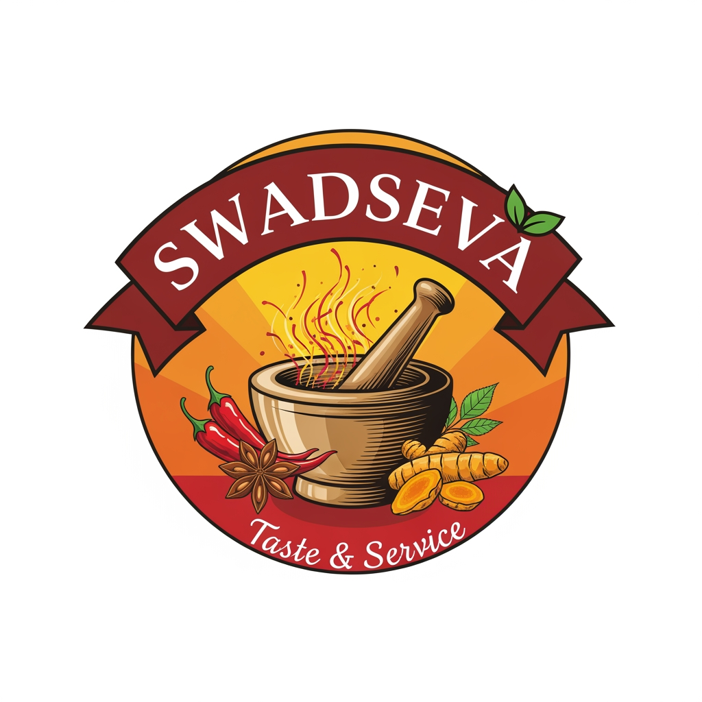 AI Design for create a logo for food website the name of the website is swadseva